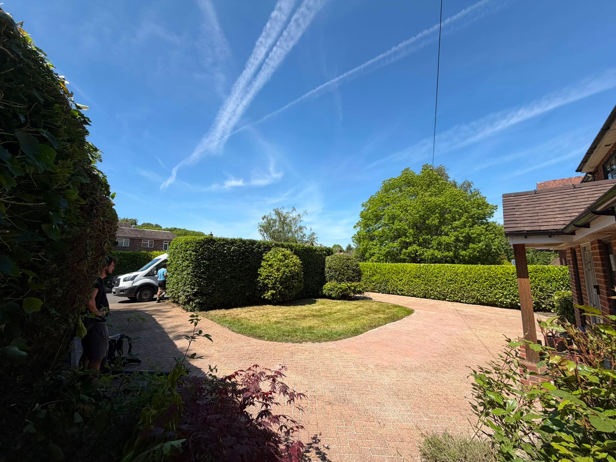 Driveway and hedge frontage before and after - after